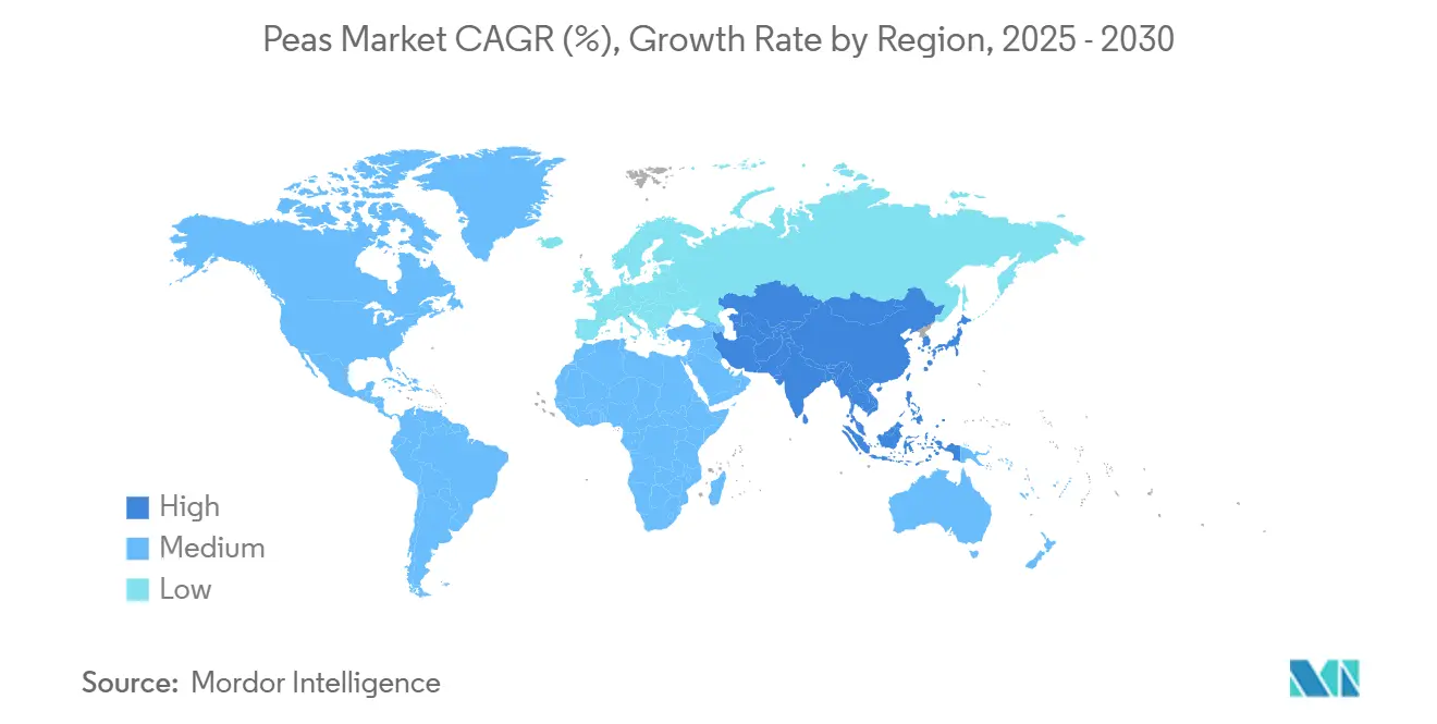 완두콩 인기있는바카라사이트 CAGR(%), 지역별 성장률