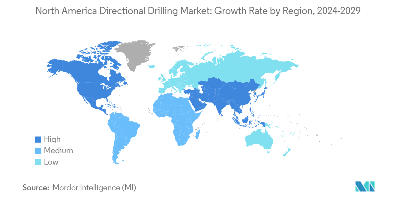 North America Directional Drilling Market: Growth Rate by Region, 2024-2029