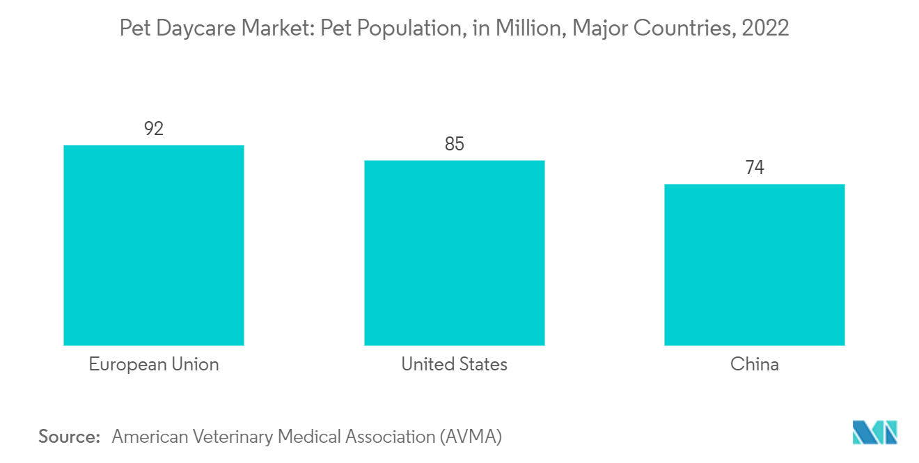 Pet Daycare Market: Pet Population, in Million, Major Countries, 2022