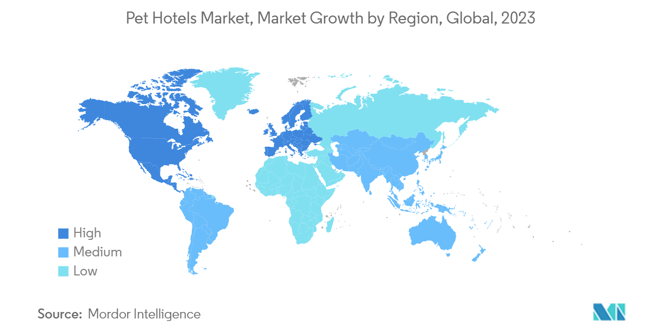 Pet Hotels Market, Market Growth by Region, Global, 2023