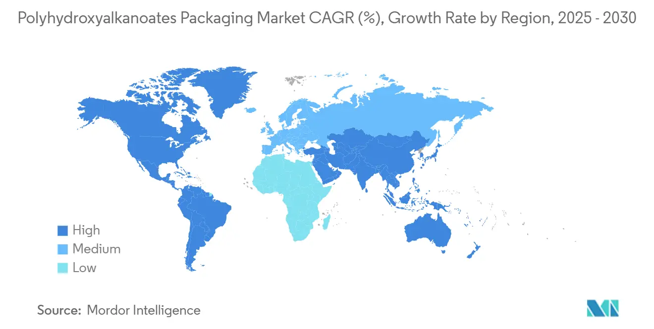 Polyhydroxyalkanoates Packaging Market CAGR (%), Growth Rate by Region