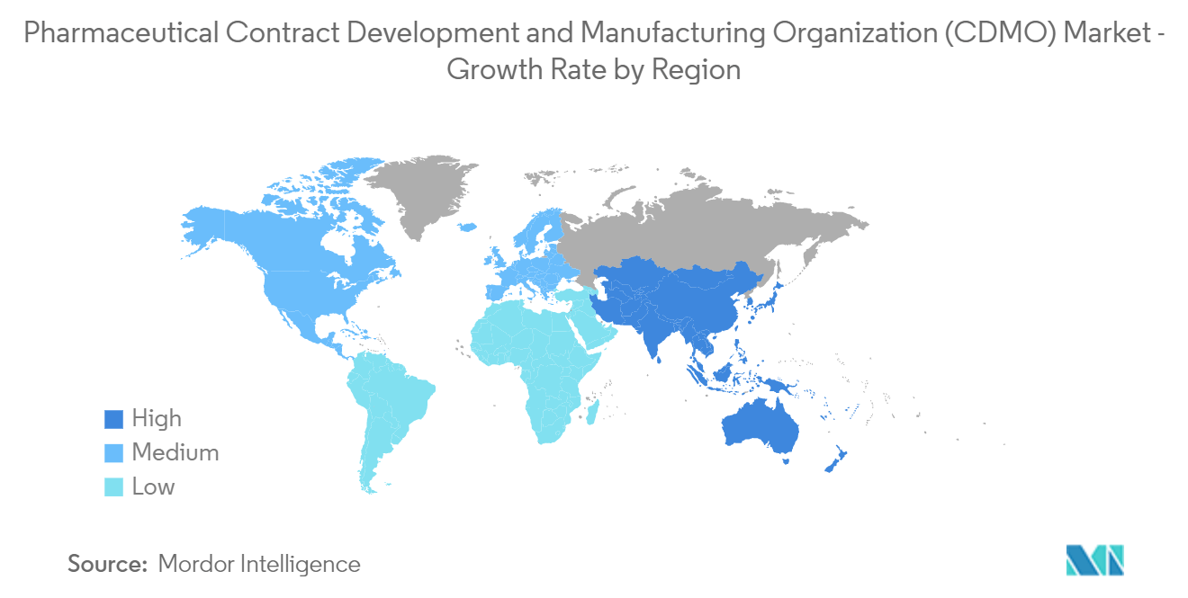 医薬品開発製造受託機関（CDMO）市場 - 地域別成長率