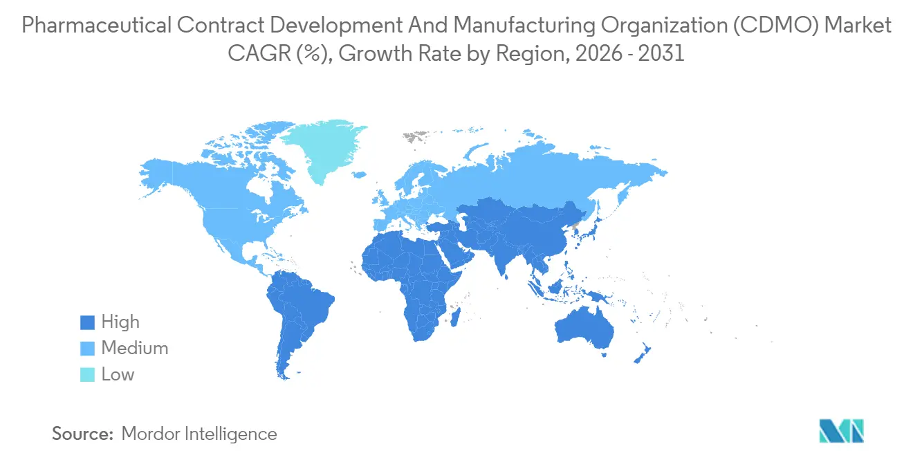 Pharmaceutical Contract Development And Manufacturing Organization (CDMO) Market CAGR (%), Growth Rate by Region