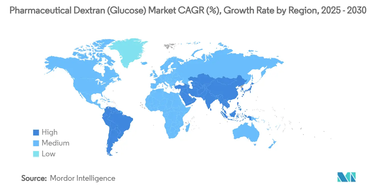 제약용 바카라사이트 쇼미더벳(포도당) 시장 CAGR(%), 지역별 성장률