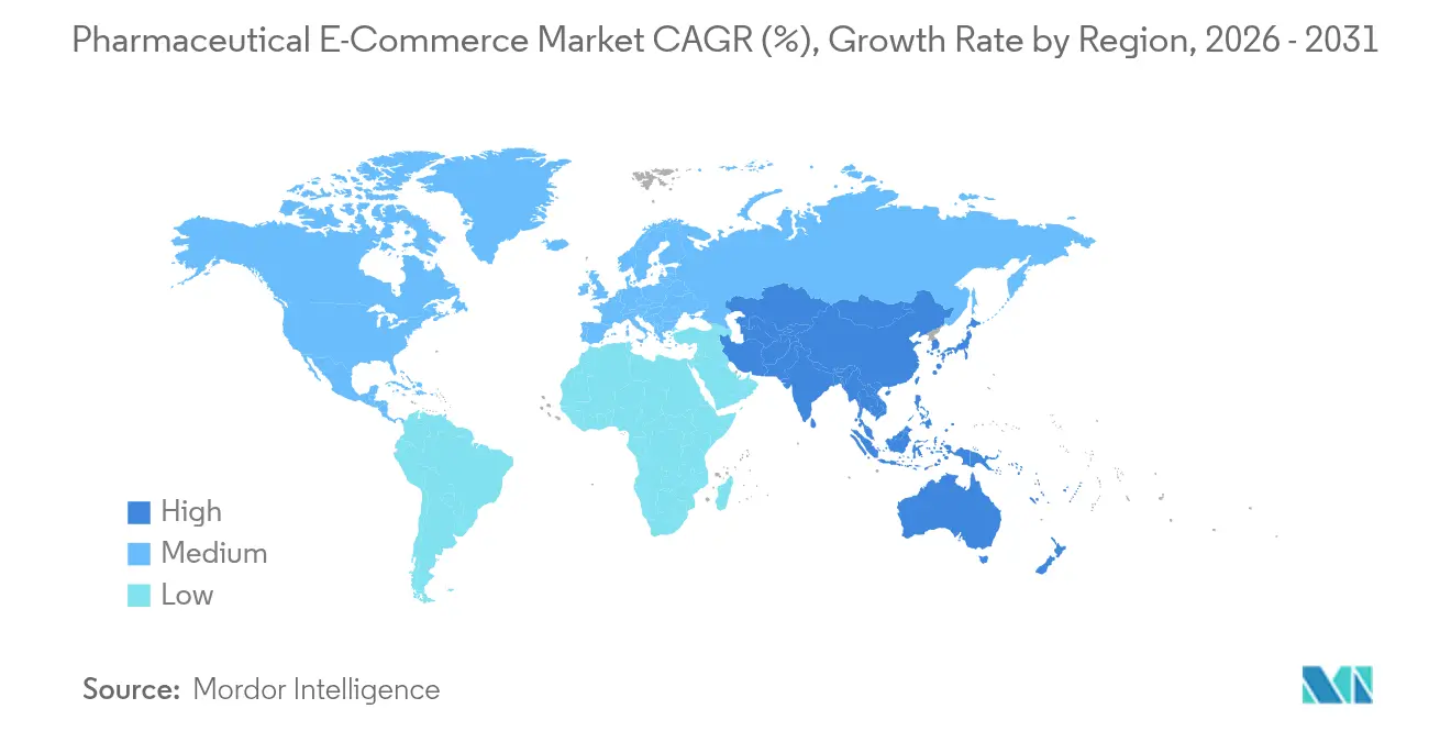 Pharmaceutical E-Commerce Market CAGR (%), Growth Rate by Region