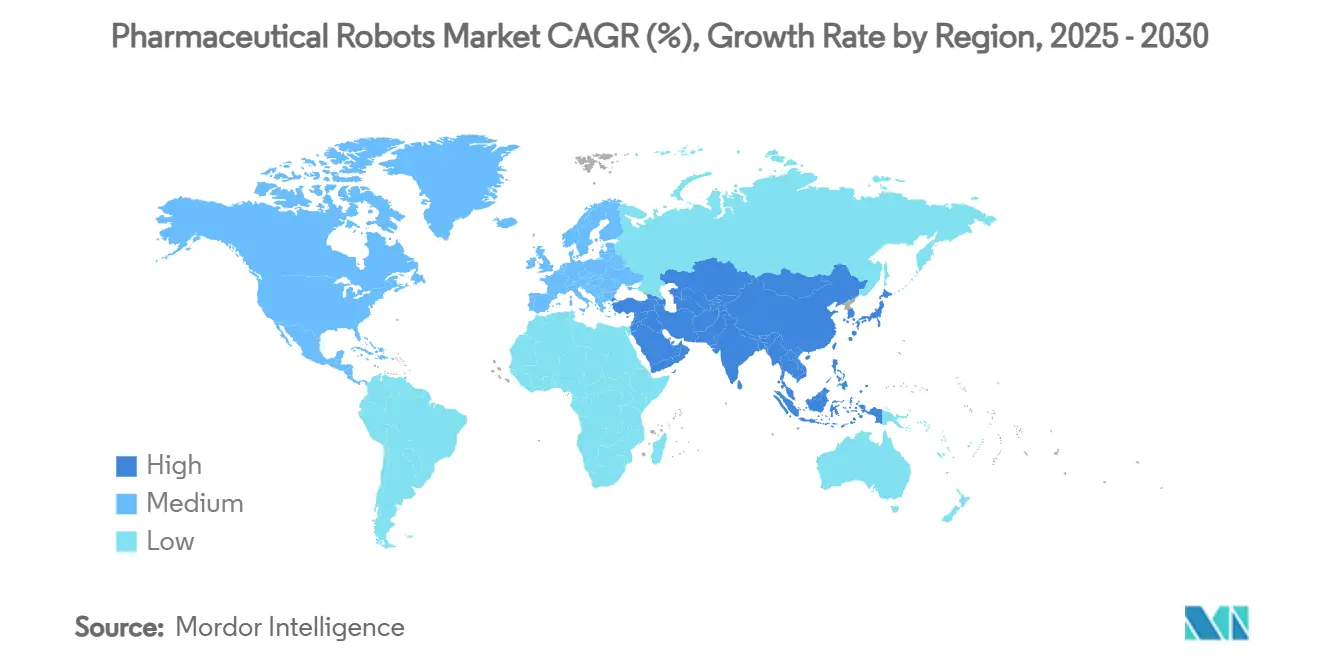 Mercado de robots farmacéuticos CAGR (%), tasa de crecimiento por región
