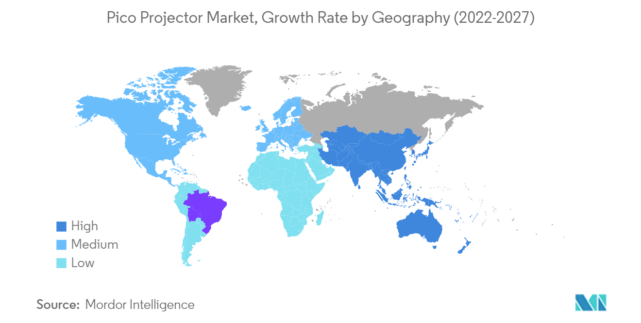 Pico Projector Market, Growth Rate by Geography (2022-2027)
