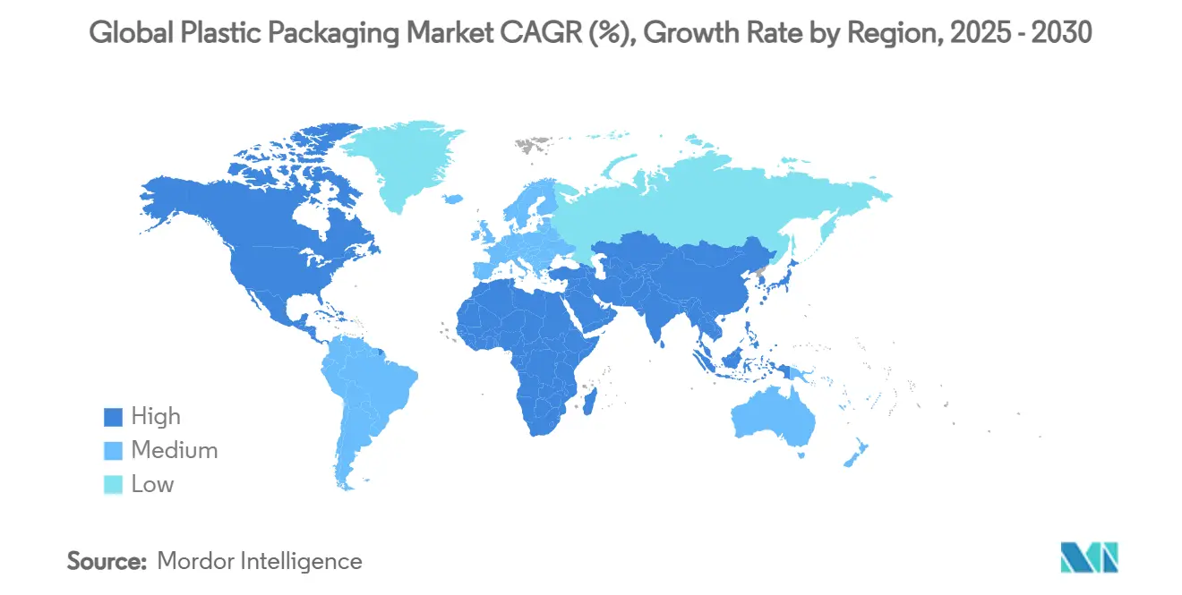 Global Plastic Packaging Market CAGR (%), Growth Rate by Region