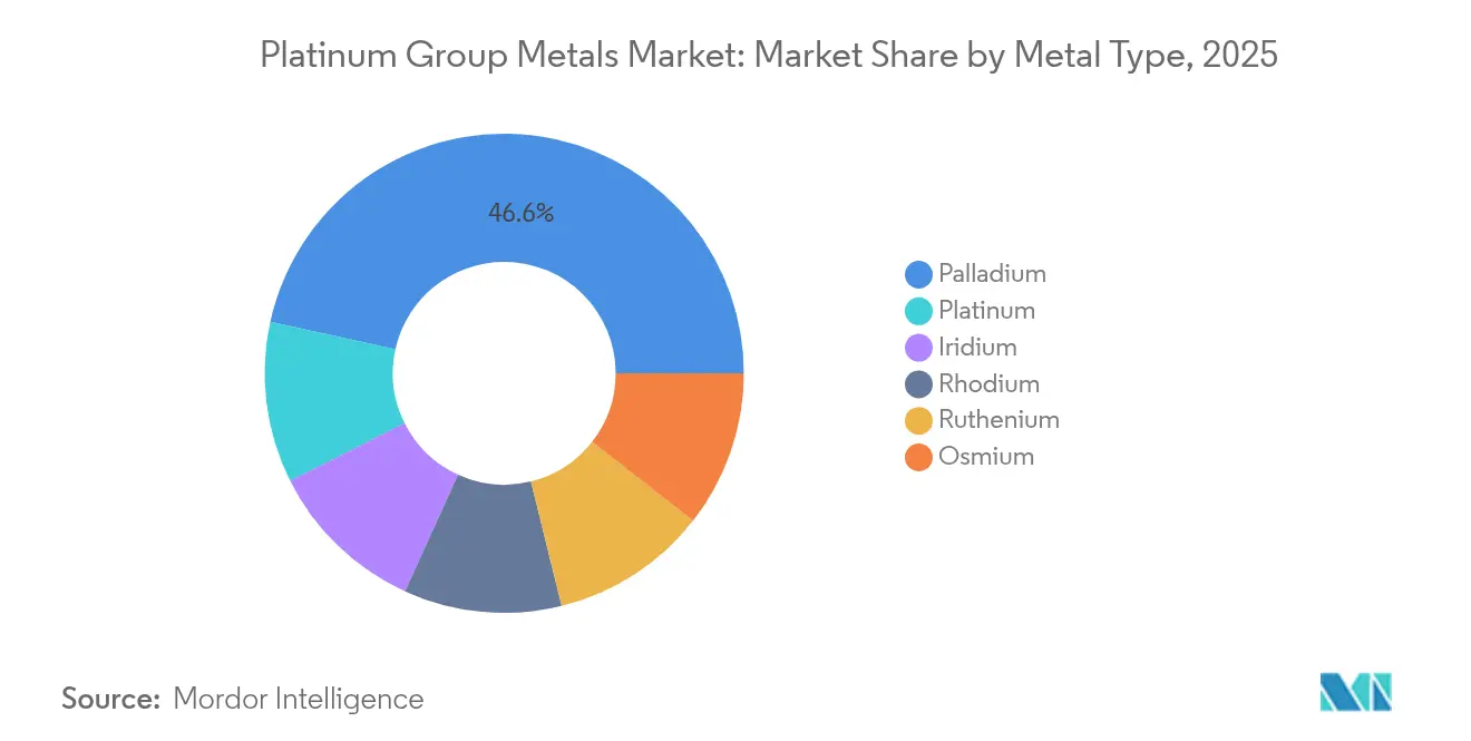 Platinum Group Metals Market: Market Share by Metal Type, 2025