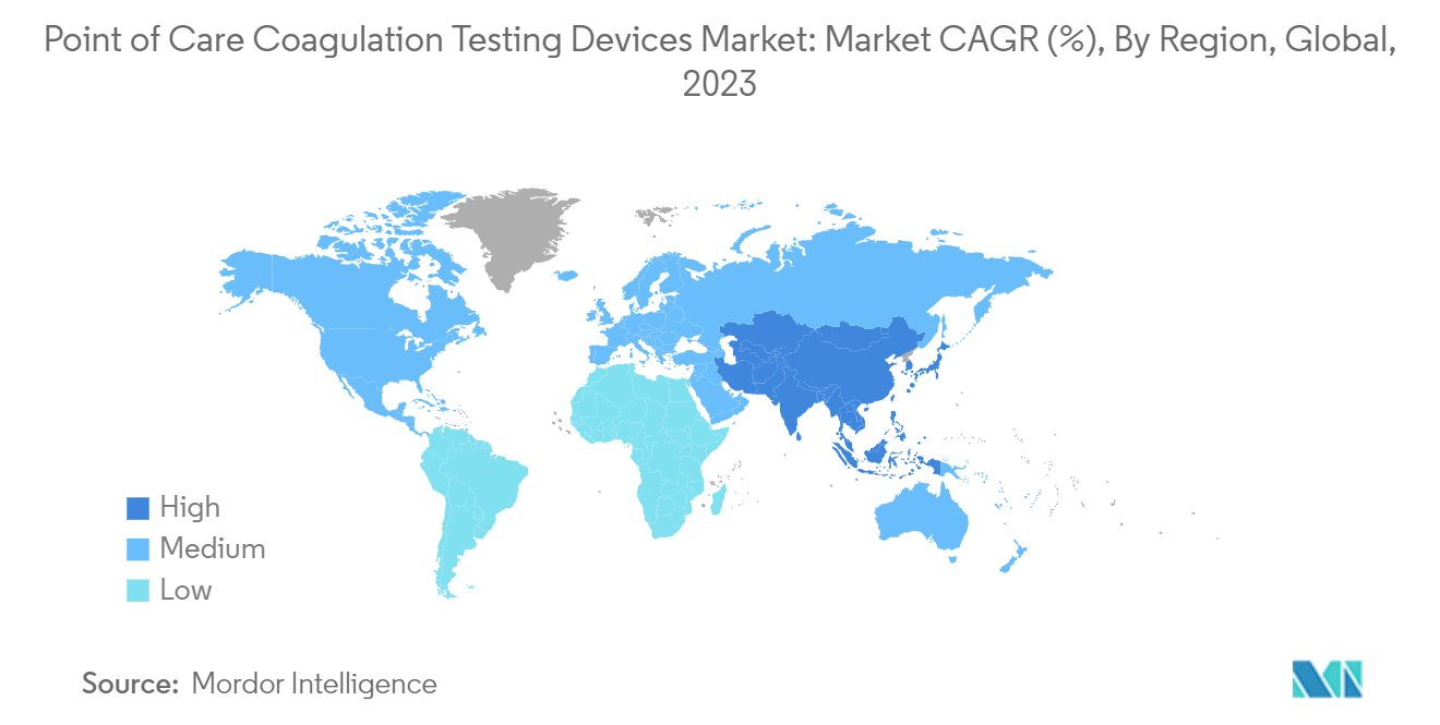 Point Of Care Coagulation Testing Devices Market: Point of Care Coagulation Testing Devices Market: Market CAGR (%), By Region, Global, 2023