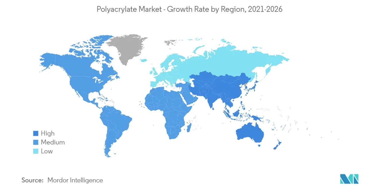 معدل نمو سوق البولي أكريليت حسب المنطقة