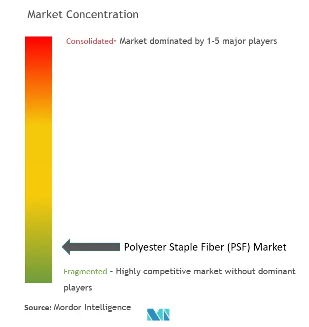 Concentração do mercado de fibra descontínua de poliéster (PSF)