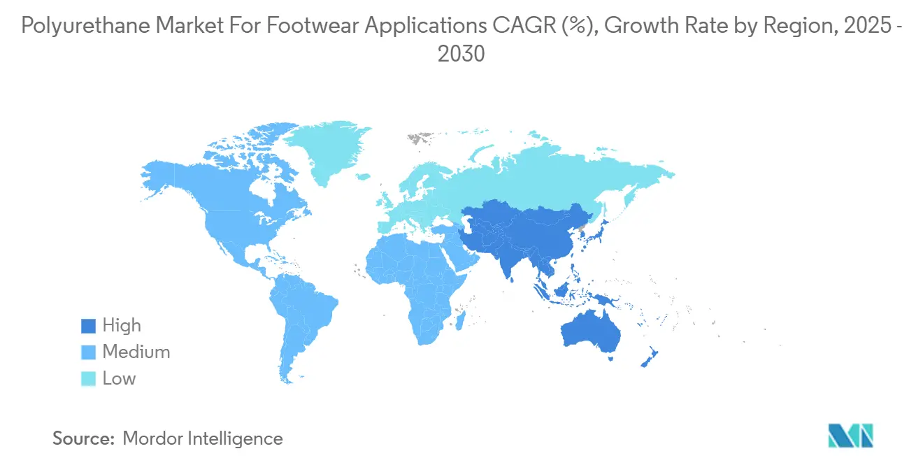 Polyurethane Market For Footwear Applications CAGR (%), Growth Rate by Region