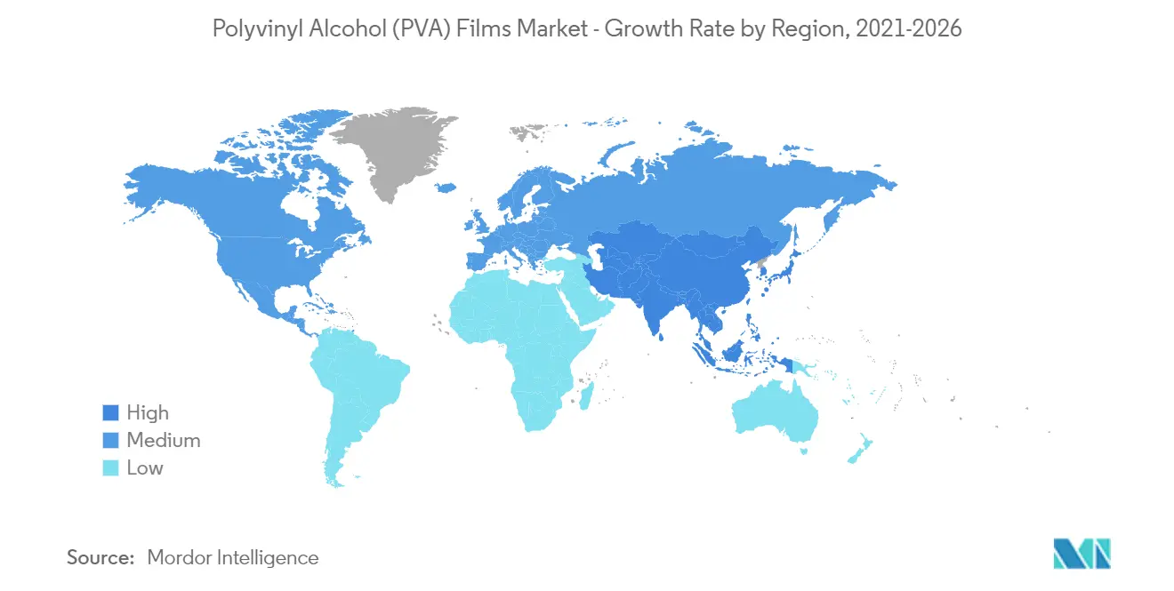 Wachstumsrate des Marktes für Polyvinylalkohol (PVA)-Folien nach Regionen