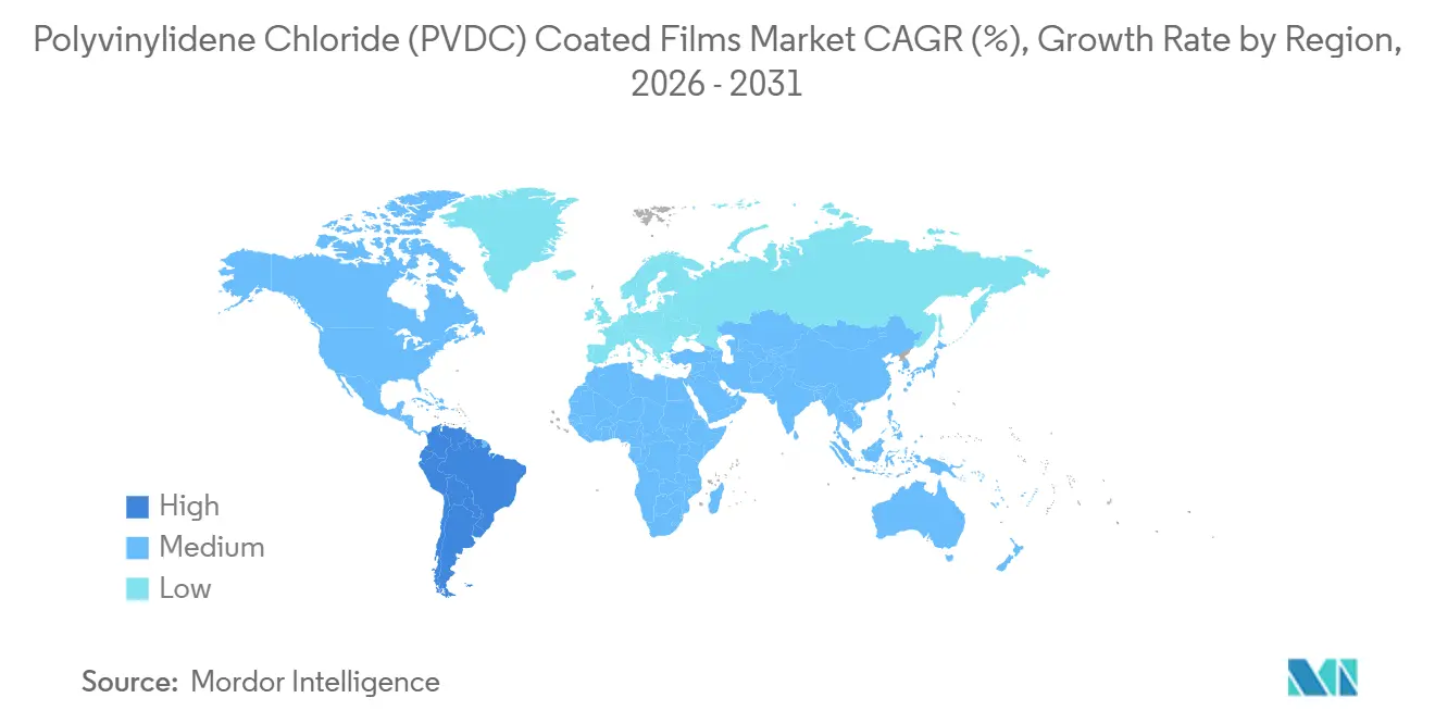 Polyvinylidene Chloride (PVDC) Coated Films Market CAGR (%), Growth Rate by Region