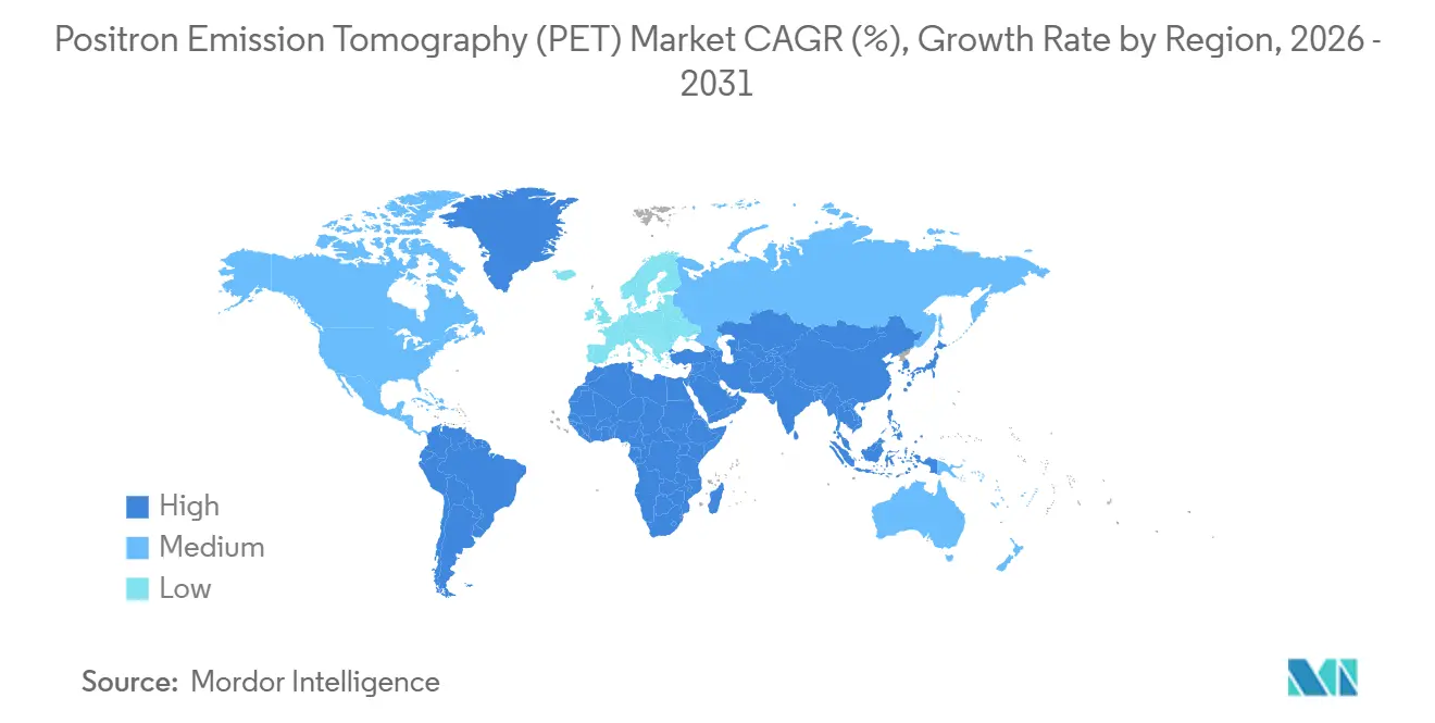 Taux de croissance du marché de la tomographie par émission de positrons (TEP) par région