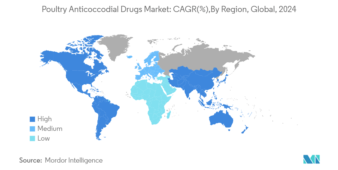 Poultry Anticoccodial Drugs Market: CAGR(%),By Region, Global, 2024