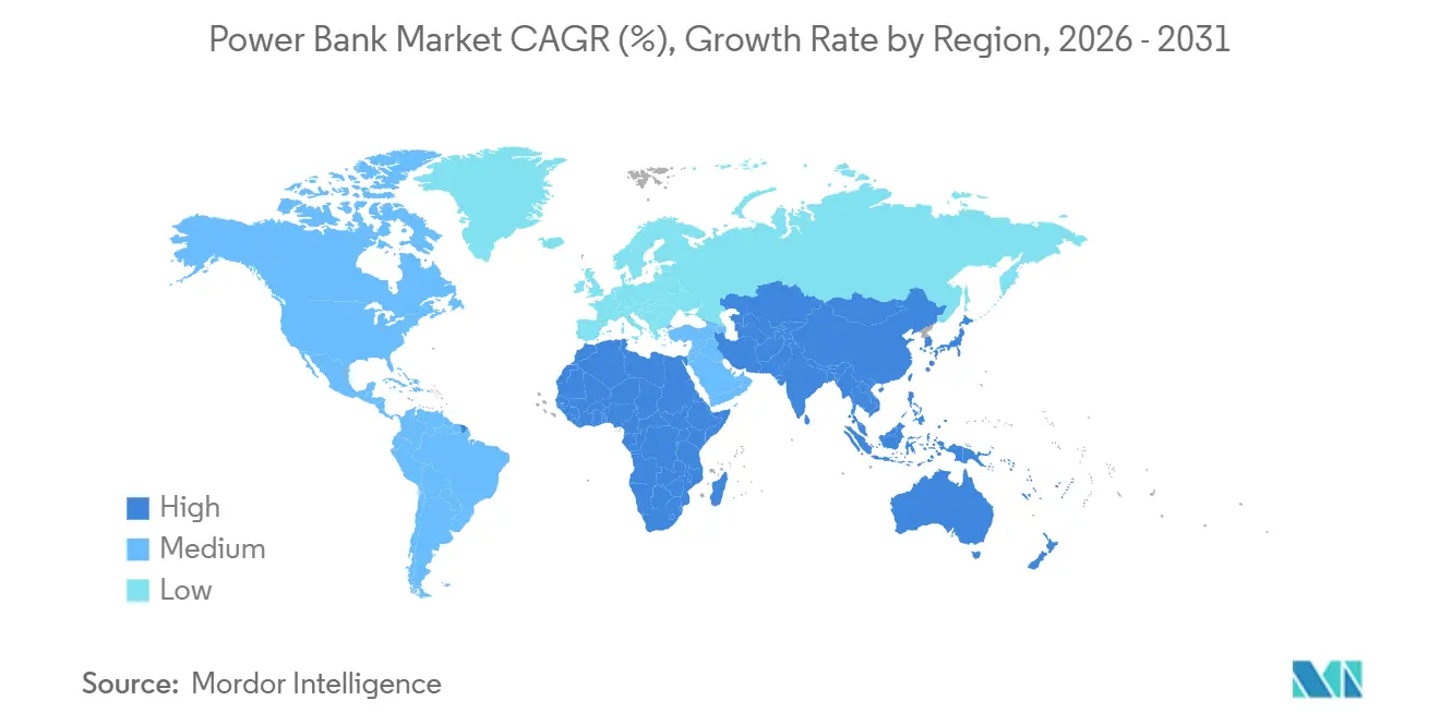 Power Bank Market Growth Rate by Region