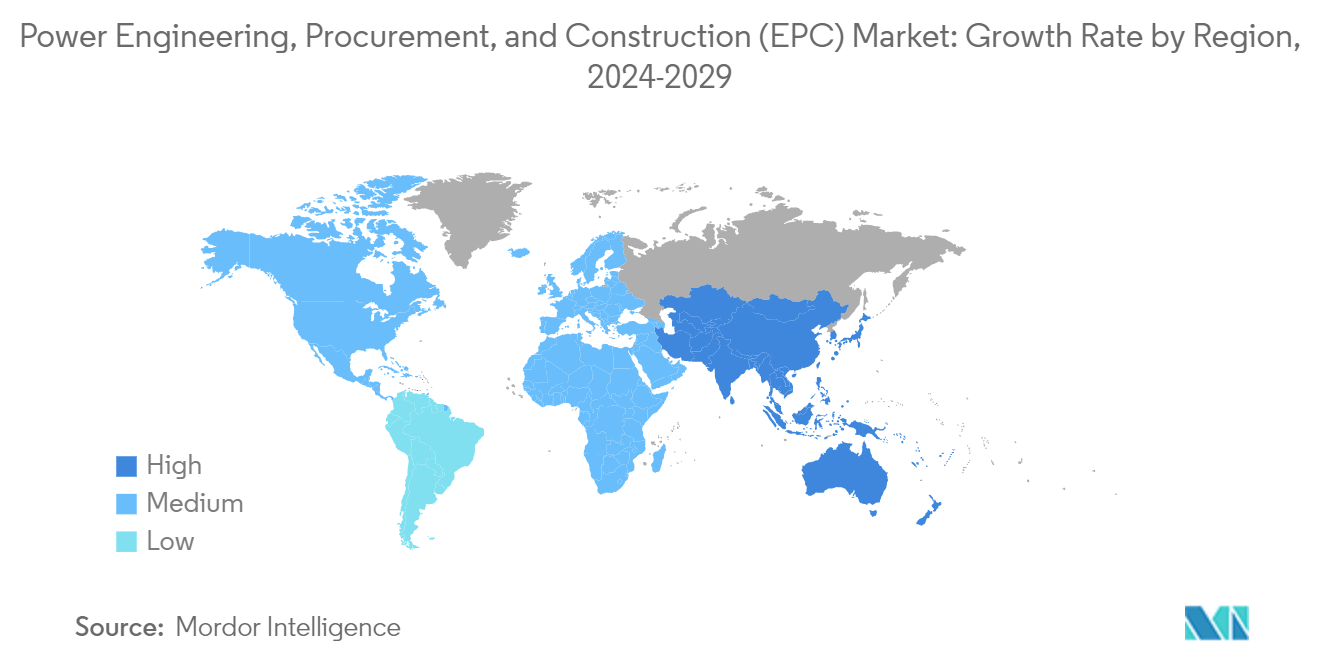 Power Engineering, Procurement, and Construction (EPC) Market: Growth Rate by Region, 2024-2029