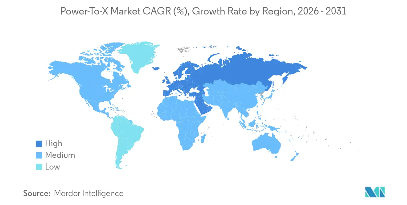 Power-to-X Market Growth Rate by Region