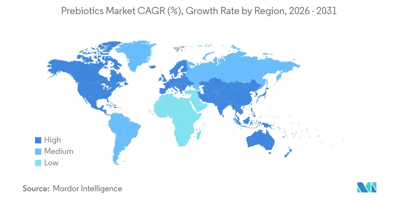 Prebiotics Market CAGR (%), Growth Rate by Region