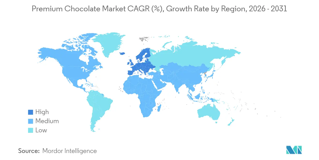 Tasa de Crecimiento del Mercado de Chocolate Premium por Región