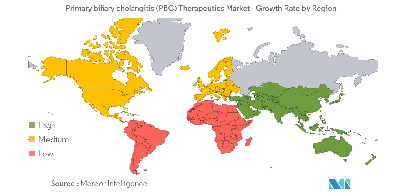 Primary biliary cholangitis (PBC) Therapeutics Market - Growth Rate by Region-Image