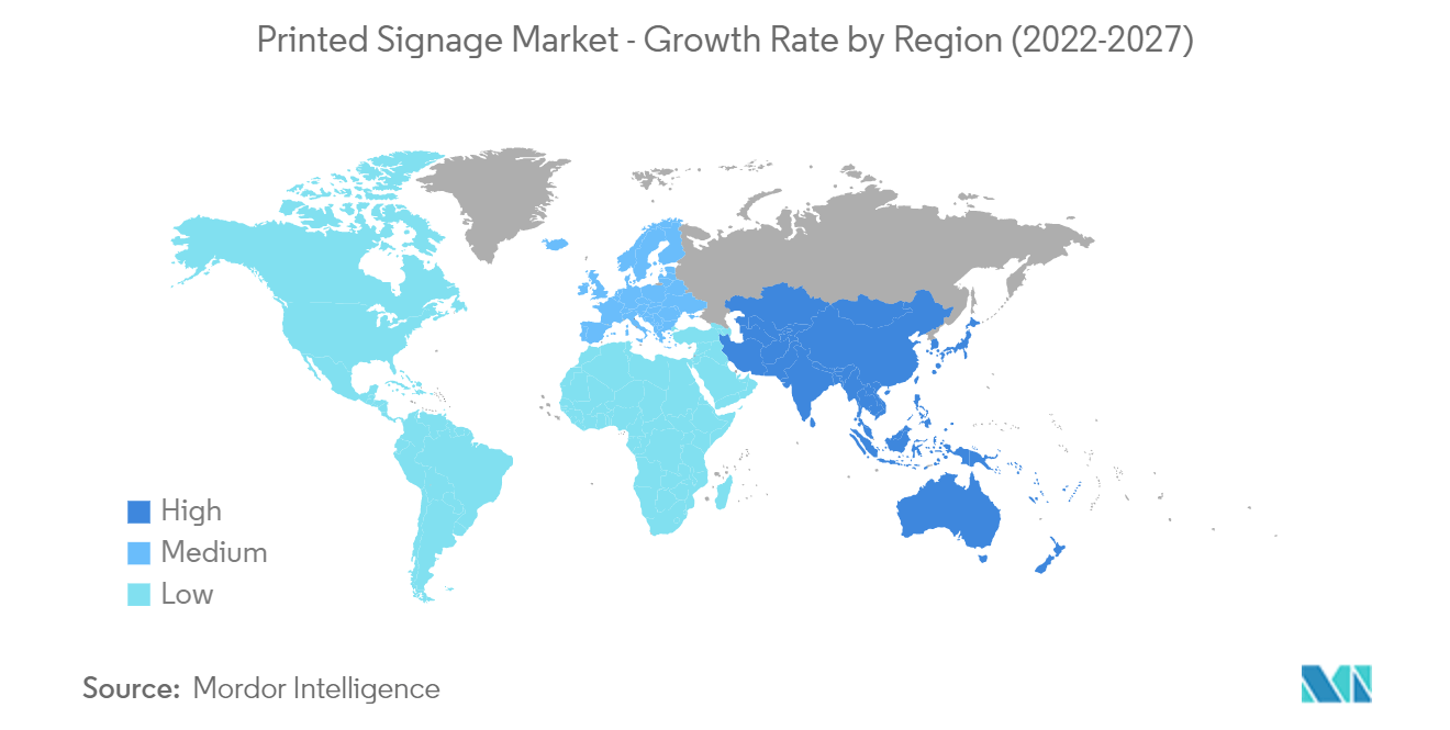 Printed Signage Market: Growth Rate By Region (2022 - 2027)