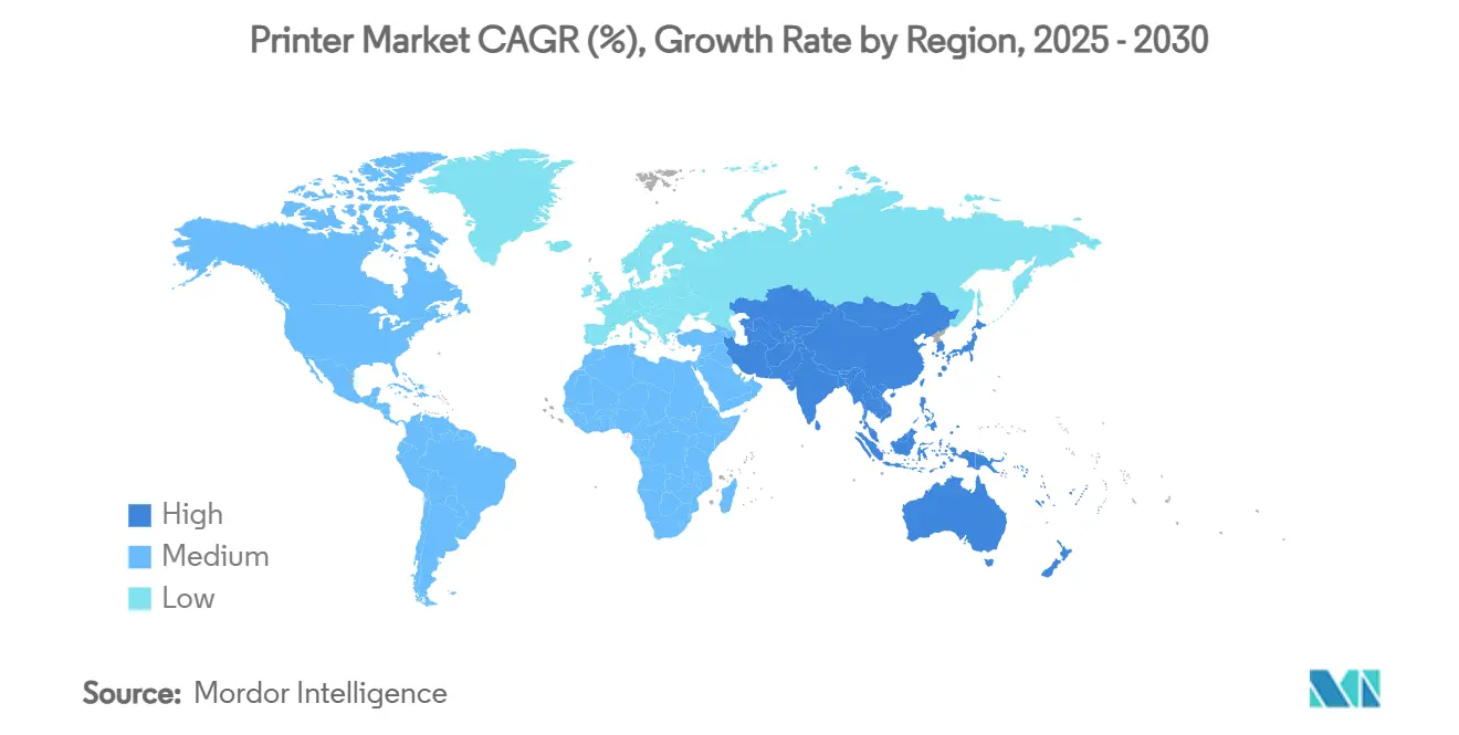 Printer Market CAGR (%), Growth Rate by Region