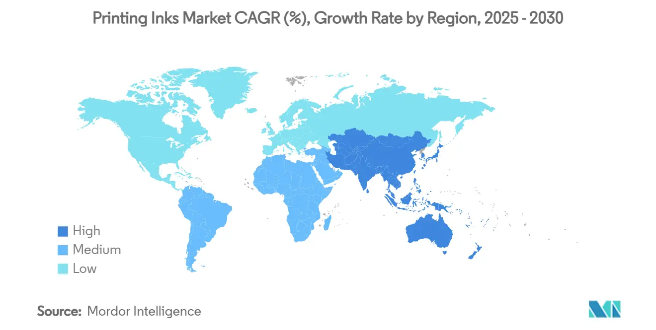 바카라 규칙 잉크 시장 CAGR(%), 지역별 성장률