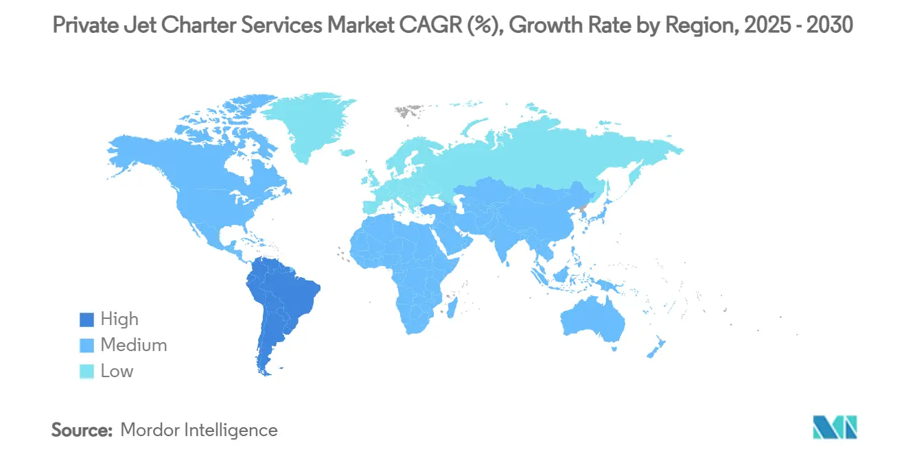 Private Jet Charter Services Market CAGR (%), Growth Rate by Region