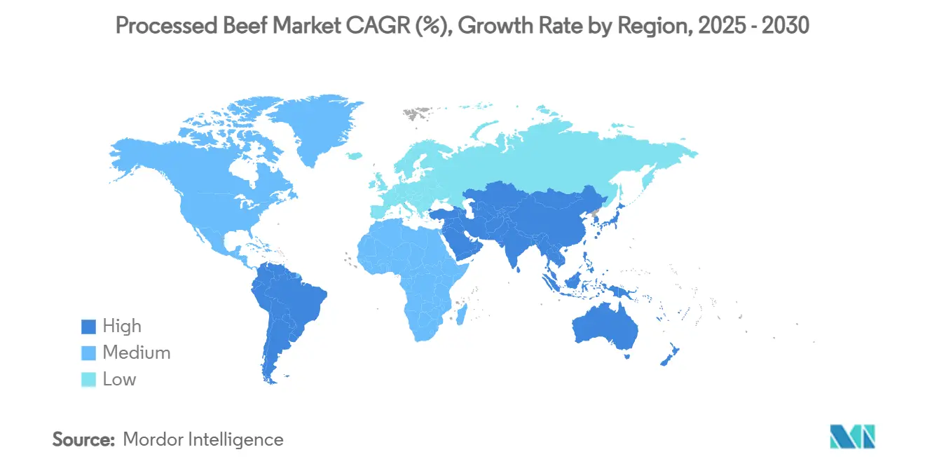 Processed Beef Market CAGR (%), Growth Rate by Region