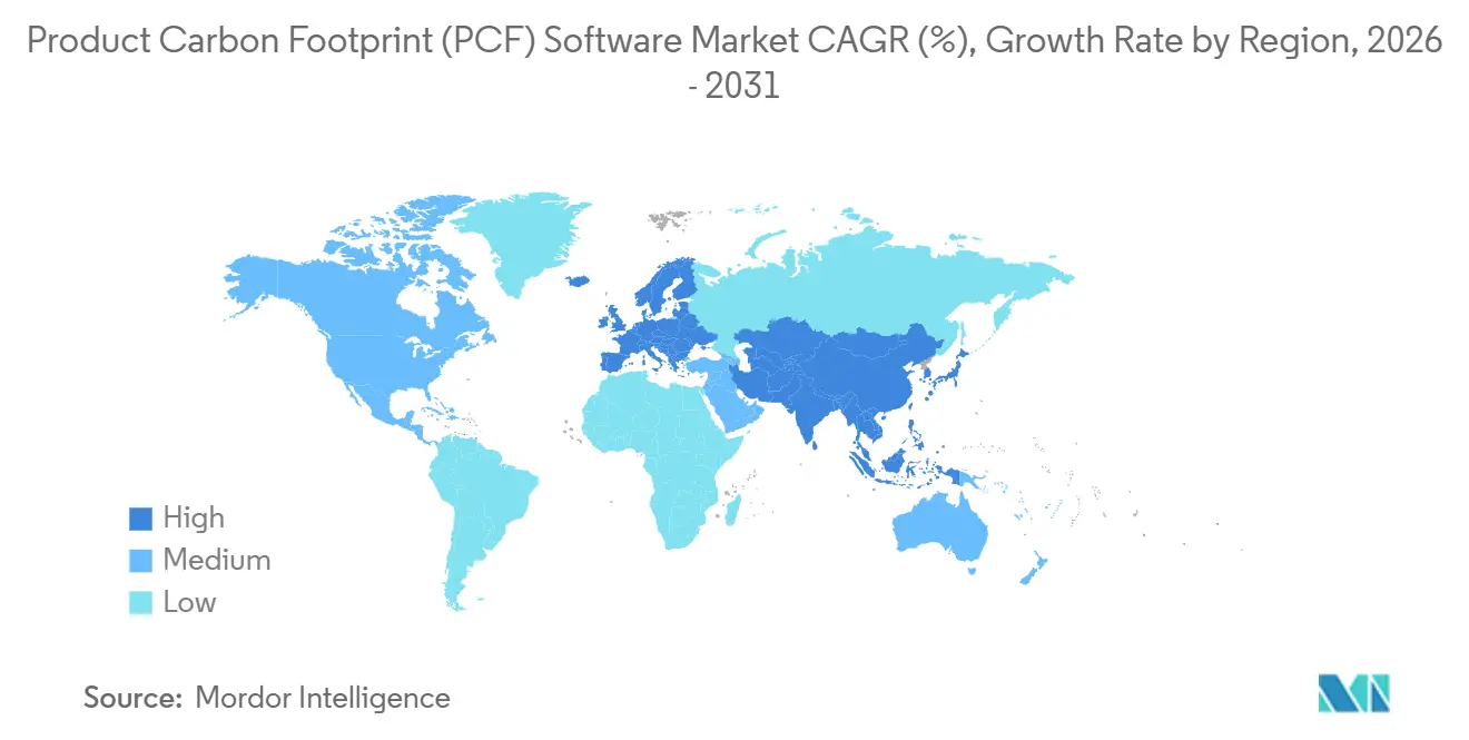 Product Carbon Footprint (PCF) Software Market CAGR (%), Growth Rate by Region