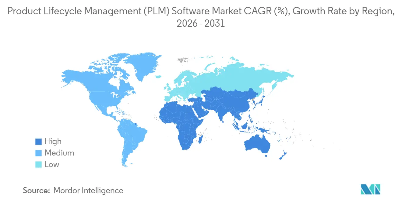 Product Lifecycle Management (PLM) Software Market CAGR (%), Growth Rate by Region