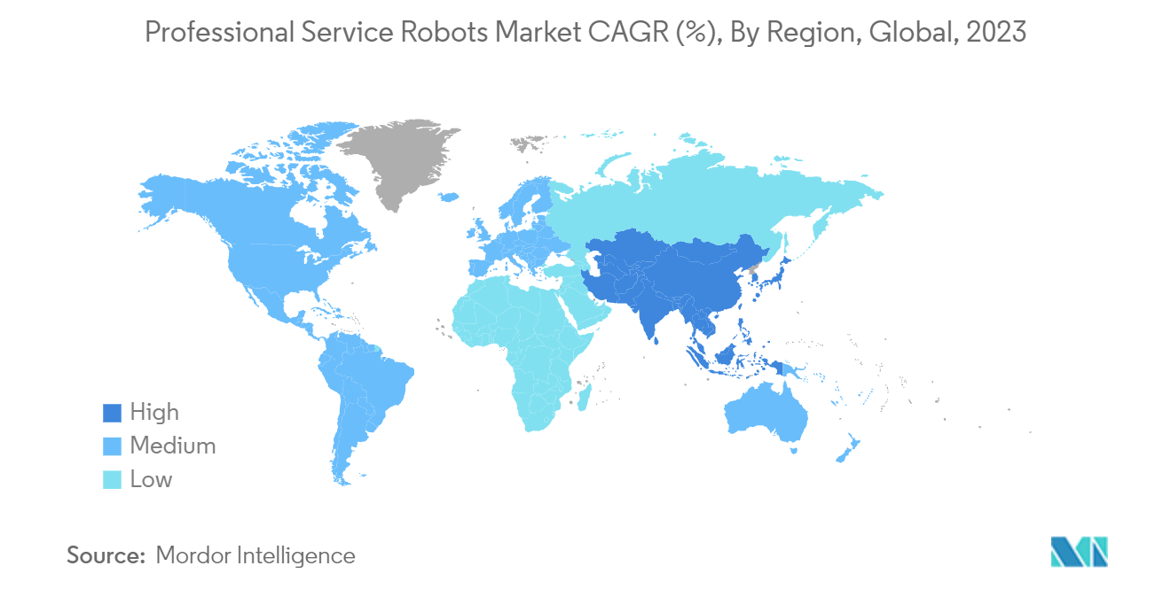 Professional Service Robots Market Size And Share Analysis: Professional Service Robots Market CAGR (%), By Region, Global, 2023