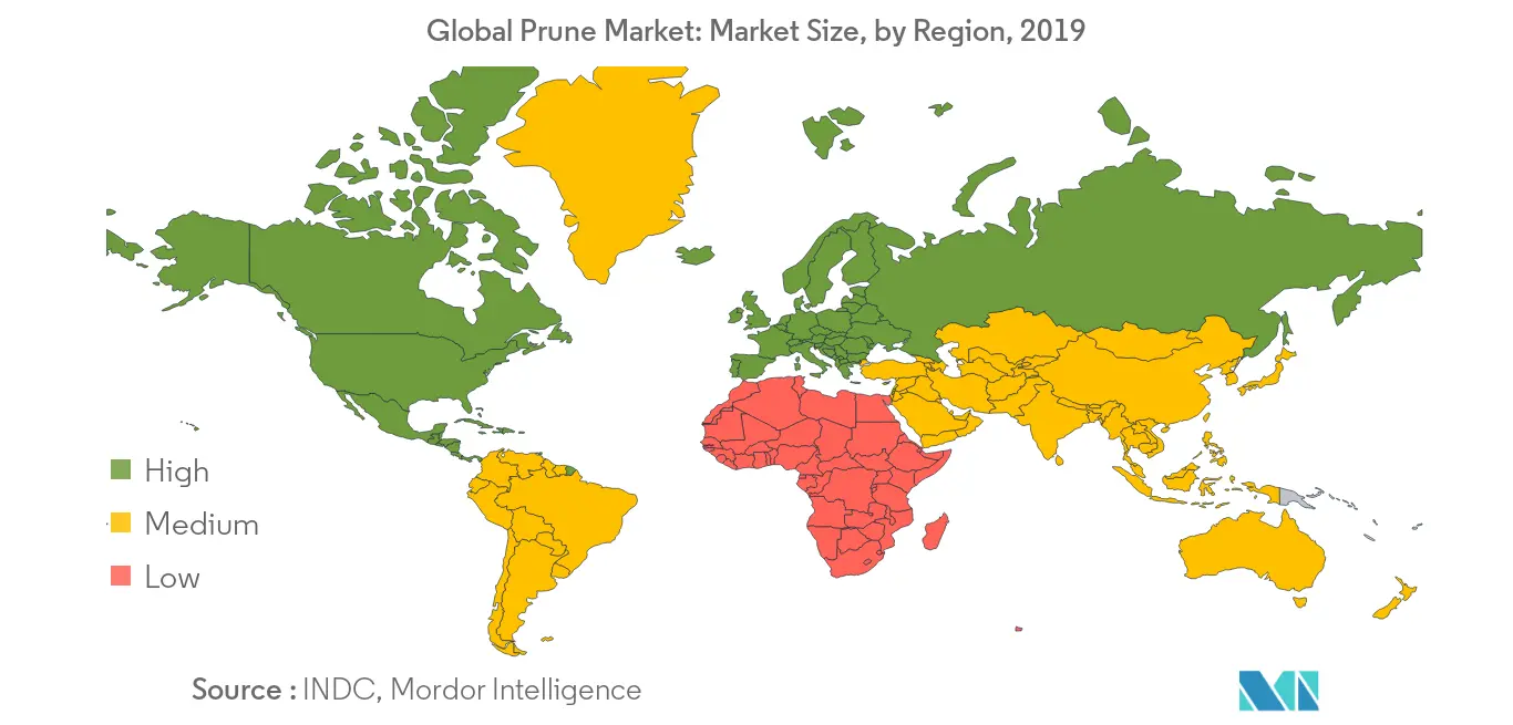 Global Prune Market: Market Size, by Region, 2019