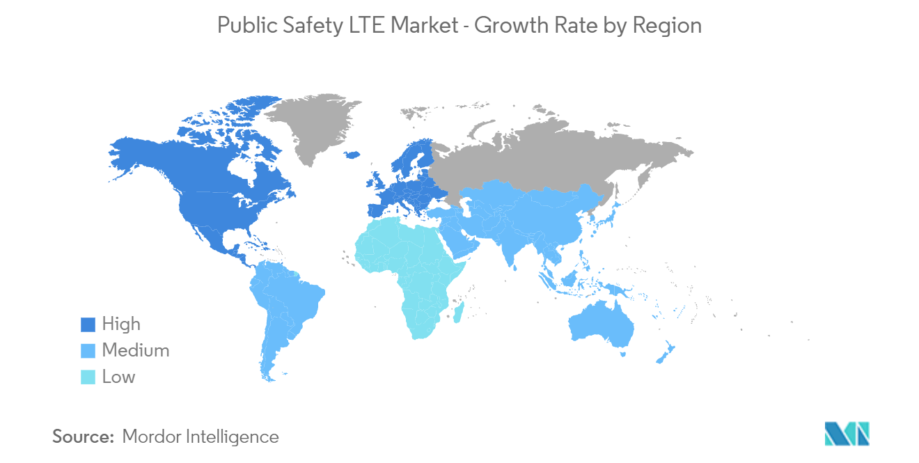 公共安全LTE市場 - 地域別成長率 