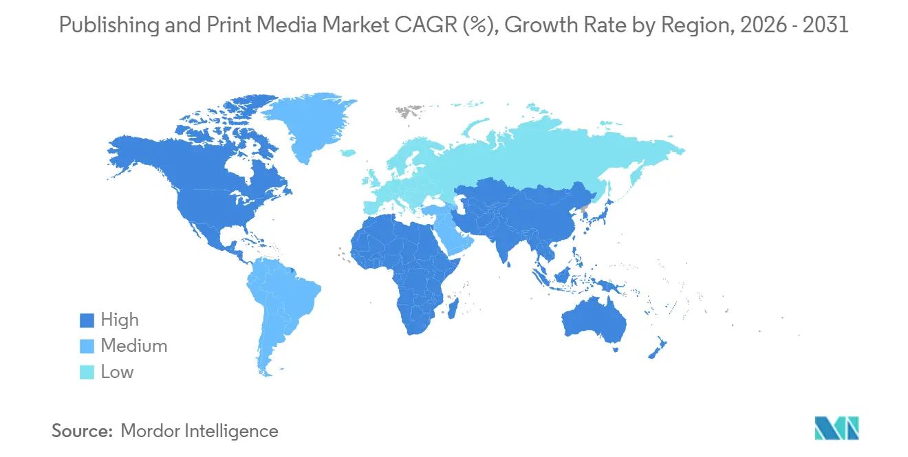 Publishing and Print Media Market CAGR (%), Growth Rate by Region