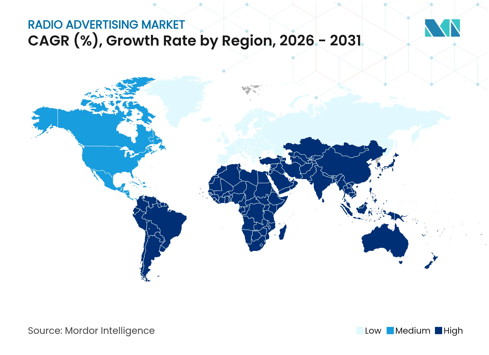 Radio Advertising Market CAGR (%), Growth Rate by Region
