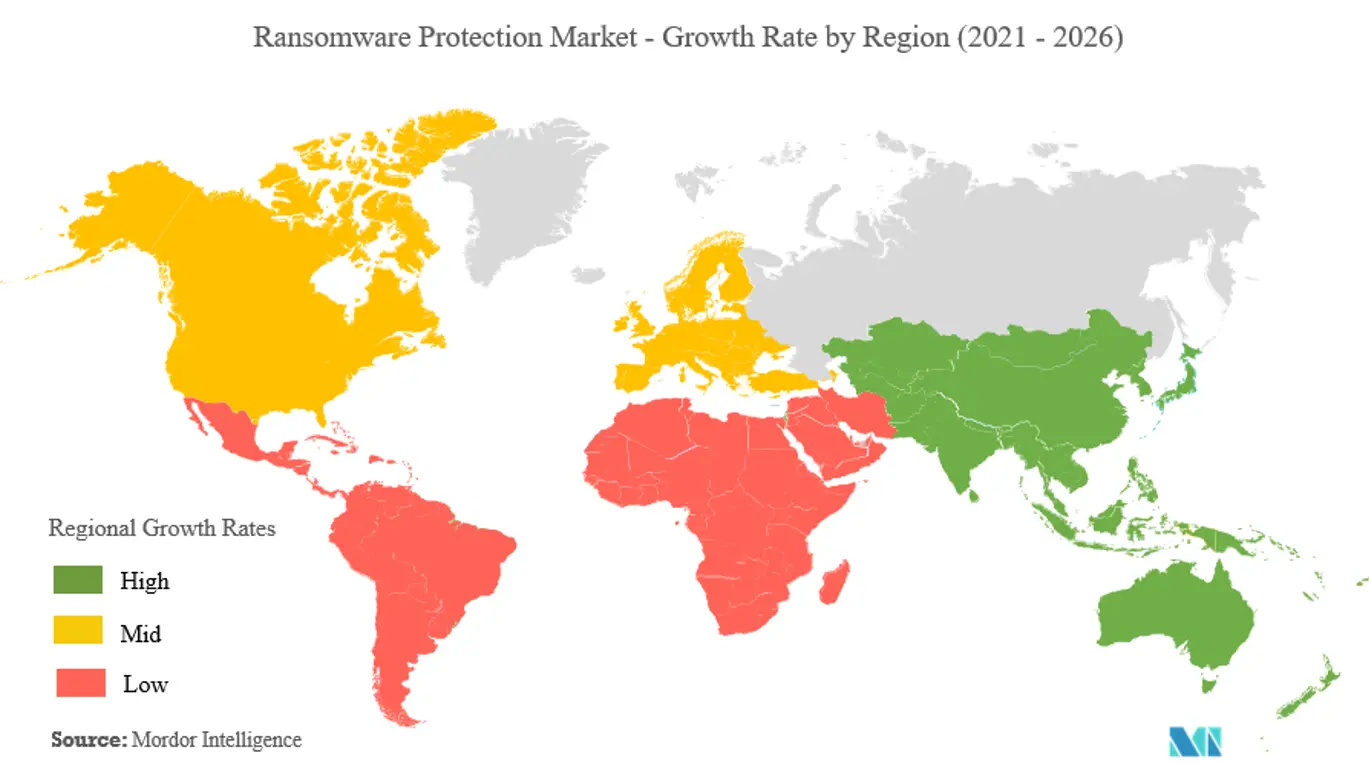 Ransomware Protection Market - Growth Rate by Region (2021 - 2026)