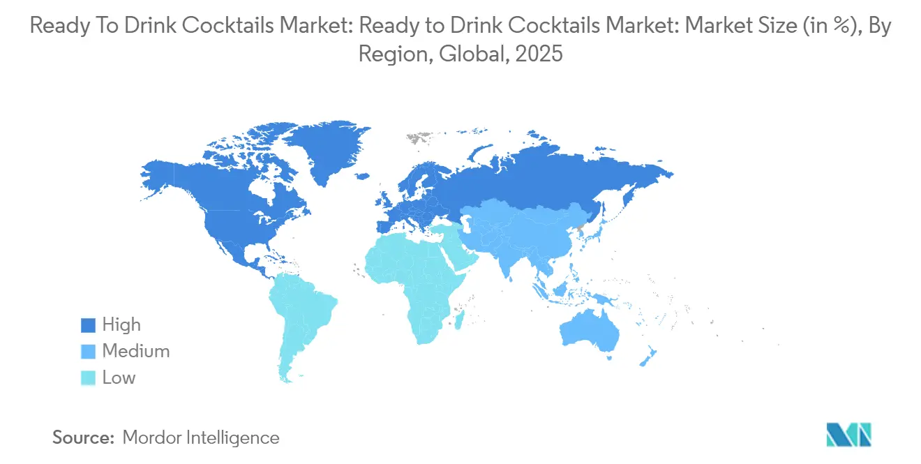 Ready To Drink Cocktails Market: Ready to Drink Cocktails Market: Market Size (in %), By Region, Global