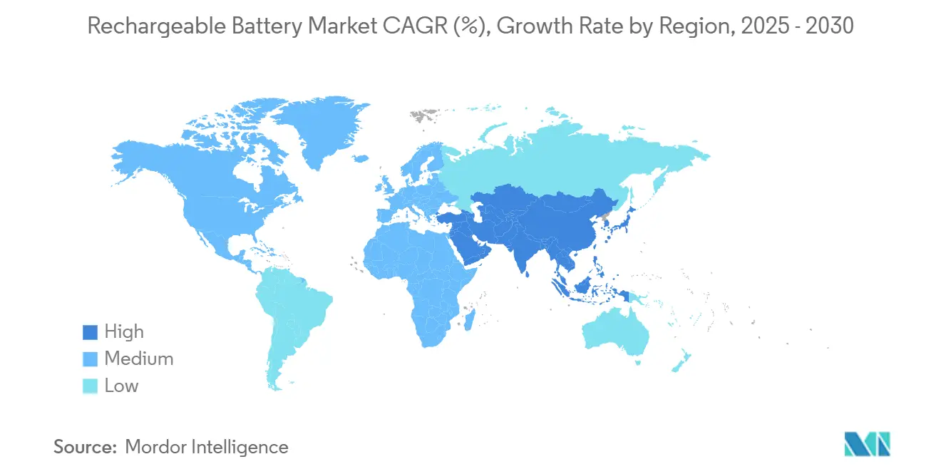 Rechargeable Battery Market CAGR (%), Growth Rate by Region