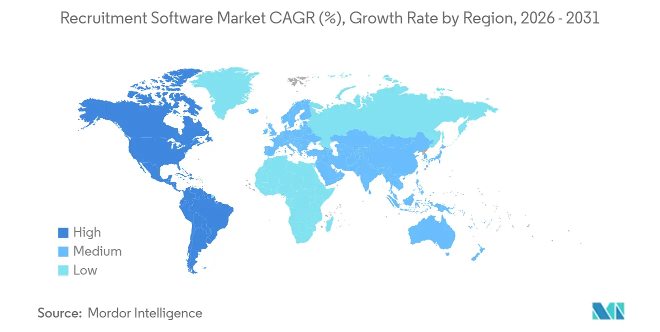 Recruitment Software Market CAGR (%), Growth Rate by Region