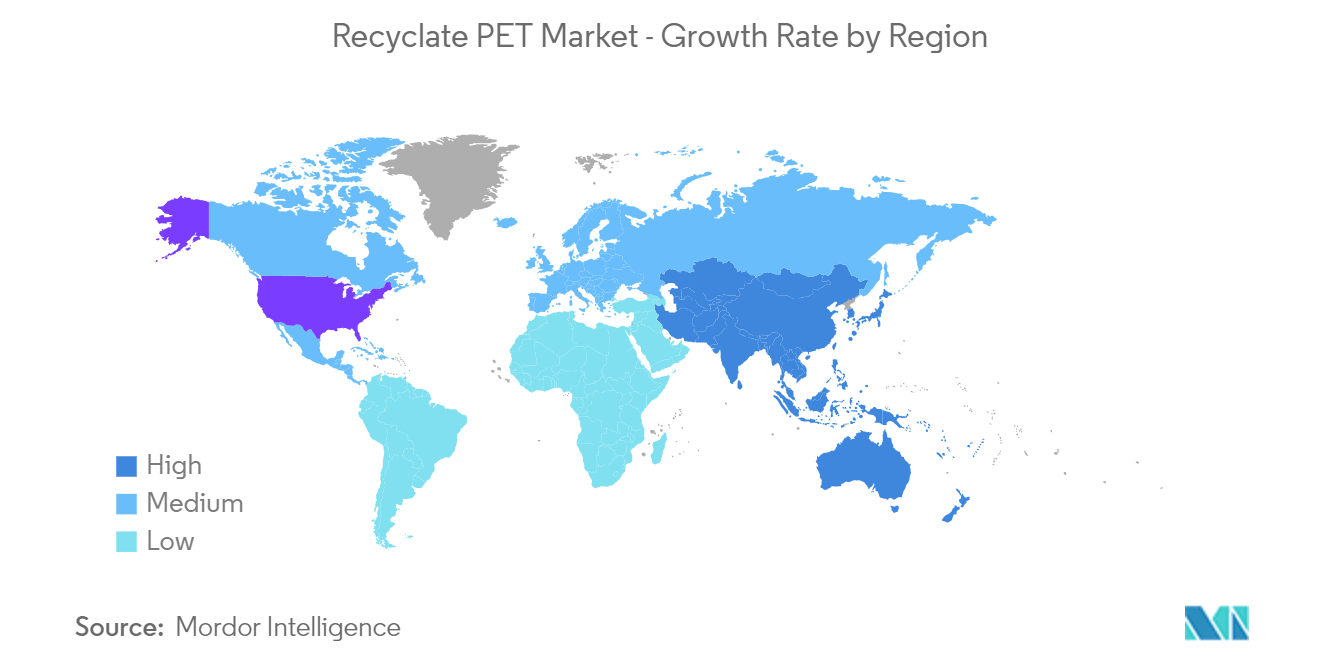 Recyclate PET Market:  Growth Rate by Region, 2023 - 2028
