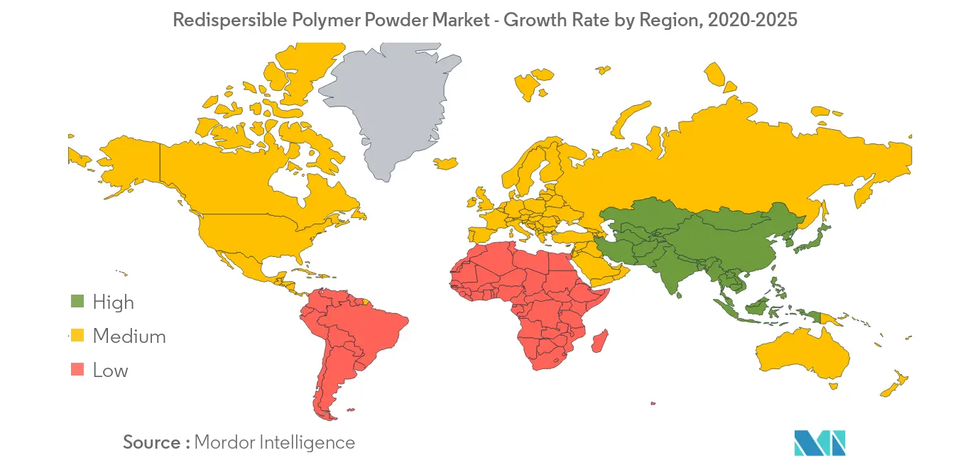 Redispersible Polymer Powder Market : Growth rate by Region, 2020-2025