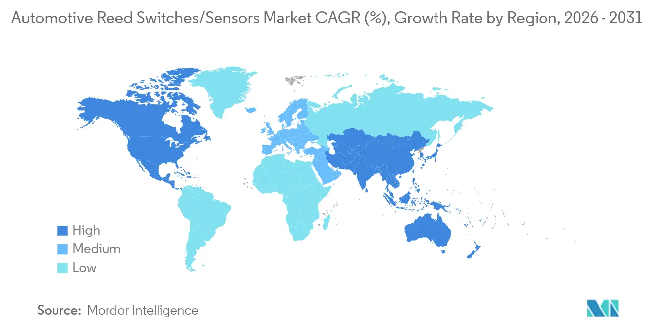Automotive Reed Switches/Sensors Market CAGR (%), Growth Rate by Region
