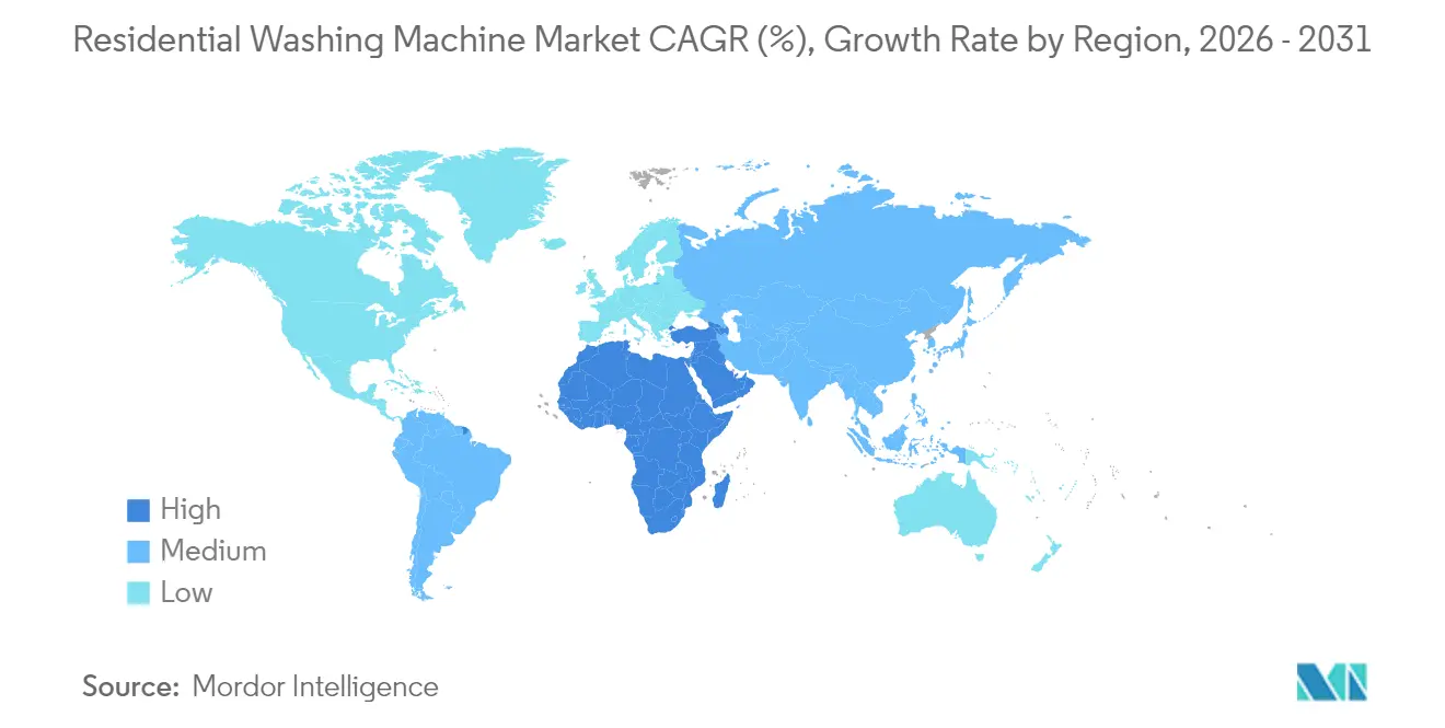 Residential Washing Machine Market CAGR (%), Growth Rate by Region