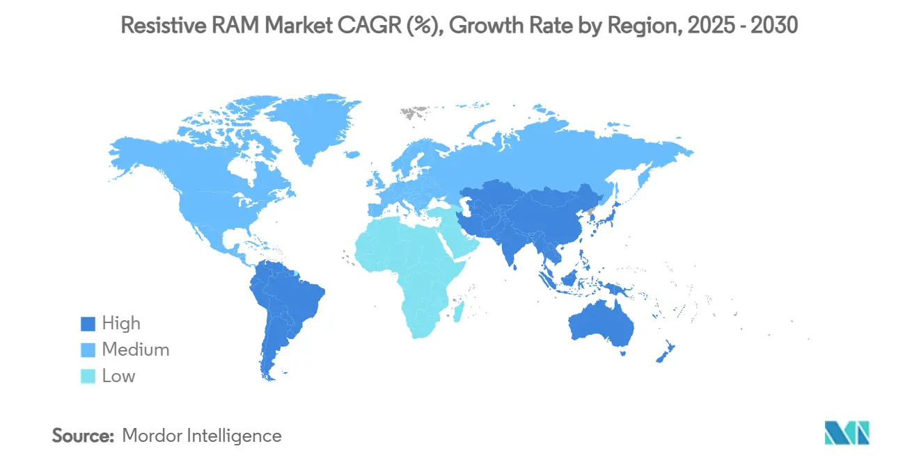 저항성 RAM 해외 바카라 사이트 CAGR(%), 지역별 성장률