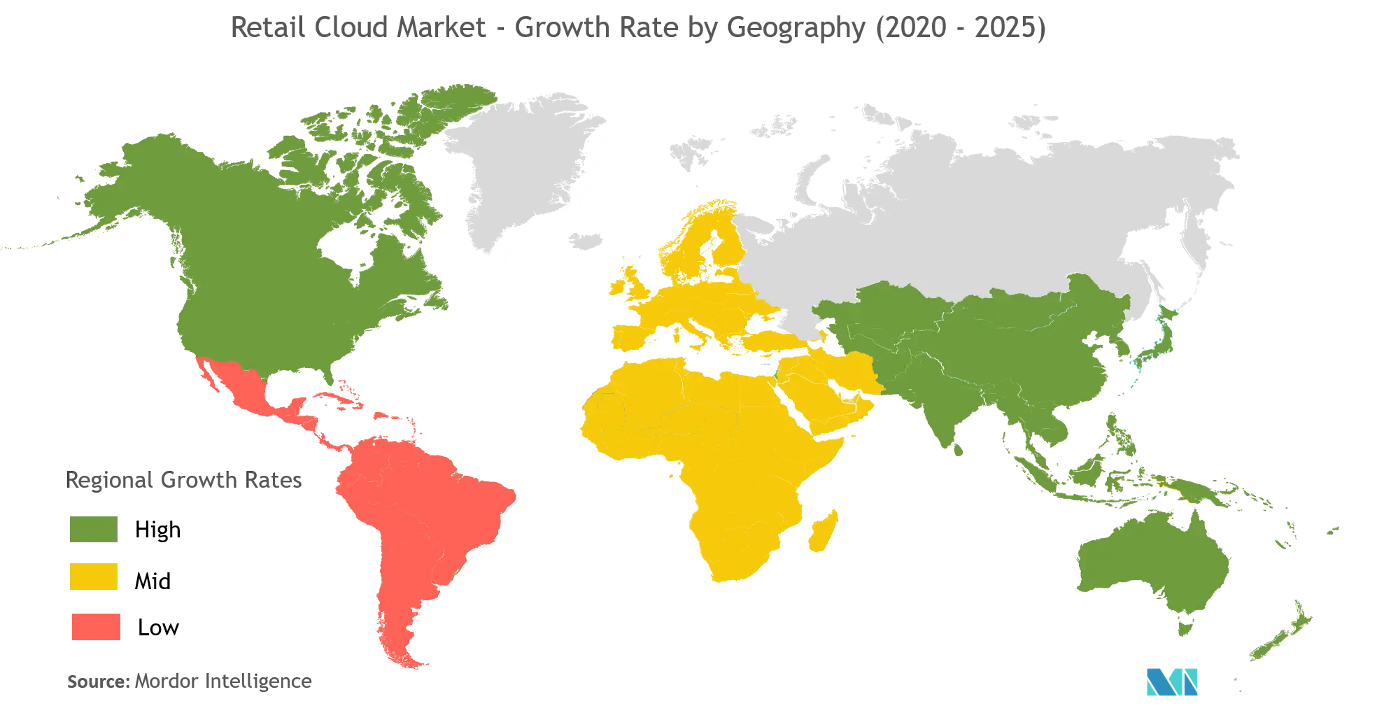 Retail Cloud Market : Growth Rate by Geography (2020-2025)
