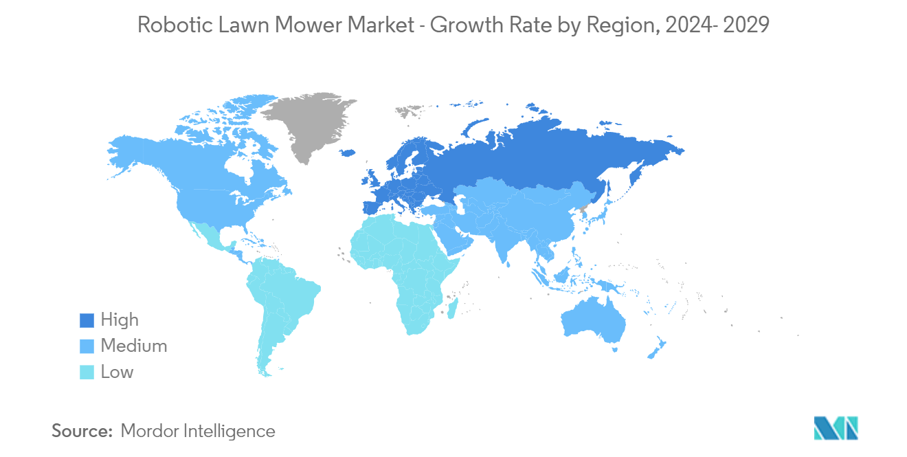 Robotic Lawn Mower Market - Growth Rate by Region, 2024- 2029
